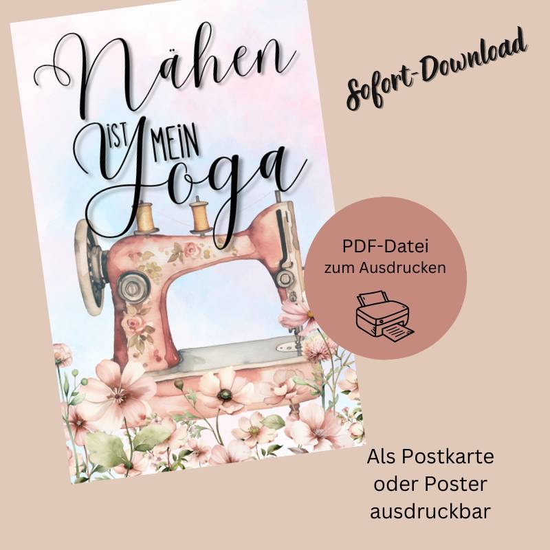 Schickes Poster für das Nähzimmer – "Nähen ist mein Yoga" - auch als Postkarte Bild 2
