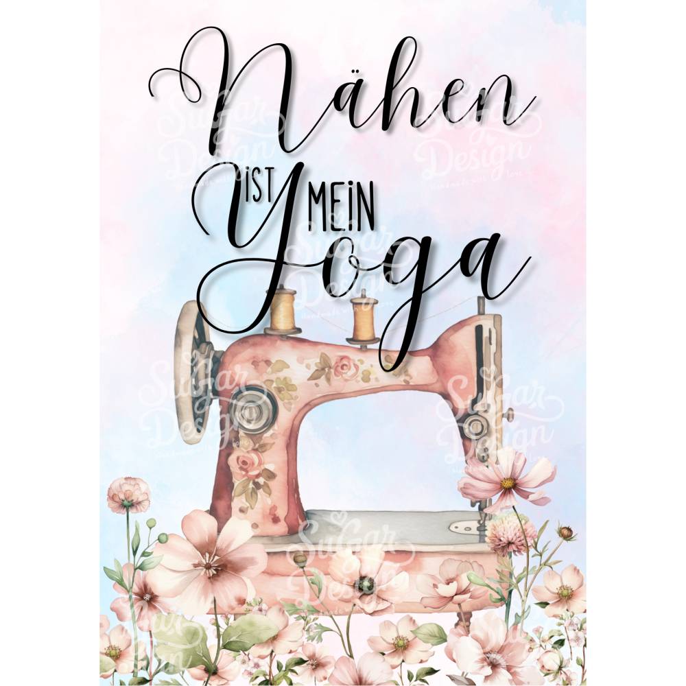 Schickes Poster für das Nähzimmer – "Nähen ist mein Yoga" - auch als Postkarte Bild 3