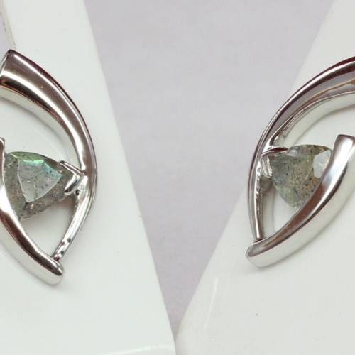 Edler 1,03 Carat Labradorit Ohrstecker 925 silber irrisierend Ohrring Ohrschmuck