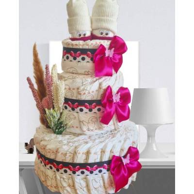 Windeltorte Mädchen personalisiert – Geschenk zur Geburt & Babyparty in Pink