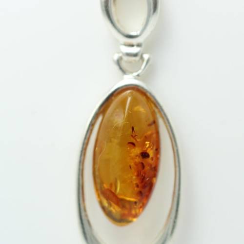 Bernstein Designanhänger 925 Silber Collier Kette brauner Bernsteinanhänger Top