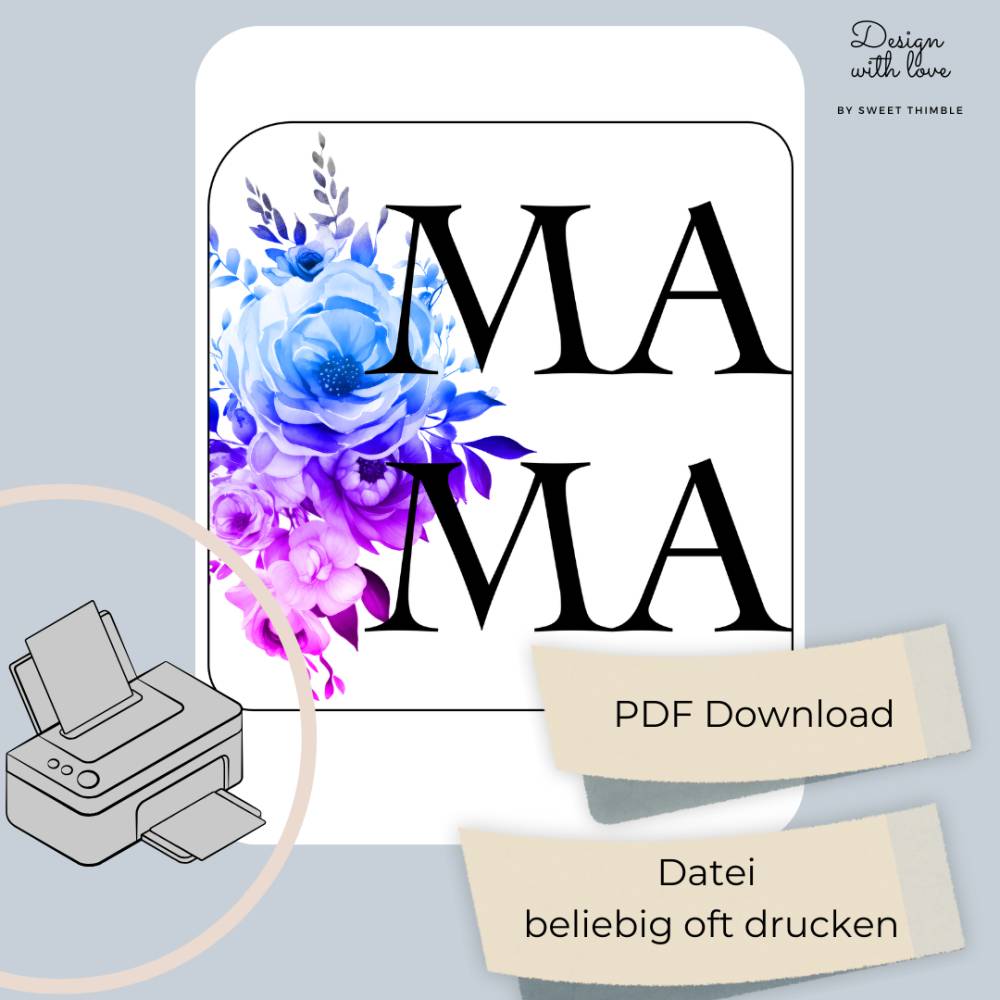 Plotterdatei: Mama  Muttertag Blumen SVG PNG Bild 1