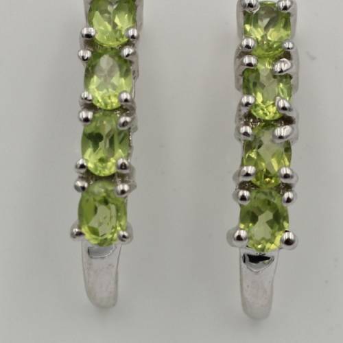 Edle 1,52 Carat Peridot Ohrstecker 925 Silber maigrüner Olivin Ohrschmuck
