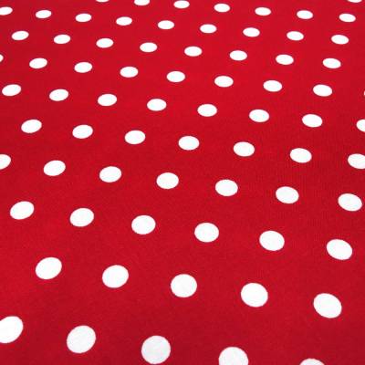Stoff Baumwolle Popeline mit 8 mm Punkte Pünktchen Design rot weiß Kleiderstoff Blusenstoff Dekostoff