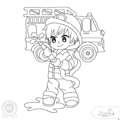 Feuerwehr Stickdatei – Ausmalmotiv für Kinder & kreative Regentage