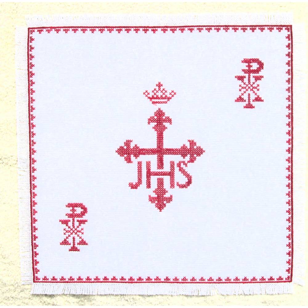 Weihkorbdecke, Osterdecke religiöses Motiv, Kreuzstich Handarbeit, Osterdeko