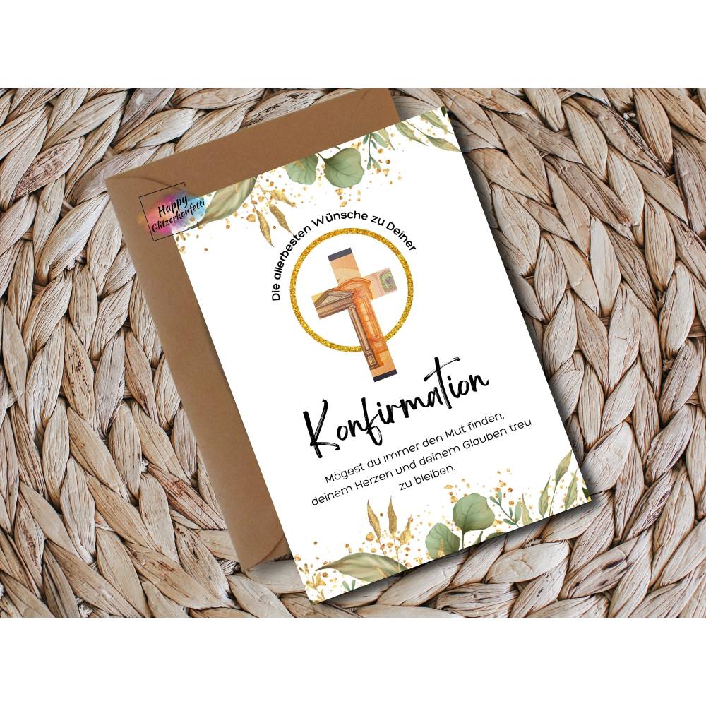 Geldgeschenk zur Konfirmation, Last-Minute Idee Geld kreativ verschenken, A4 Digitaler PDF Download zum Ausdrucken Bild 2