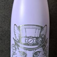 Trinkflasche/Isolierflasche mit Gravur Steampunk Cat