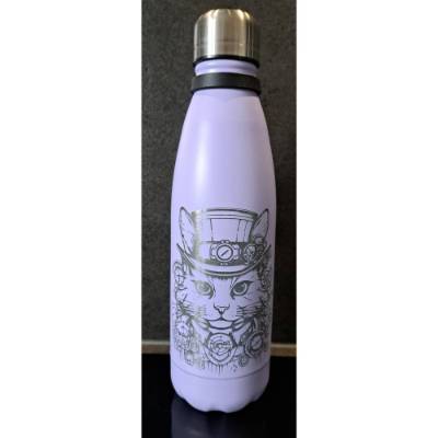 Trinkflasche/Isolierflasche mit Gravur Steampunk Cat