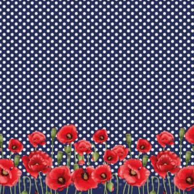 Stenzo Panel  Baumwolljersey Blumenbordüre "Poppy Field in Blue"   (1m/16,33€)
