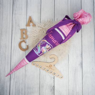 Schultüte Stoff Ballerina Fee Schmetterlinge Pink Lila 70cm 85cm   *personalisierbar und mit Kisseninlet