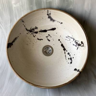 Waschbecken / Elfenbein-Beige Ø 37 cm Höhe 13 cm