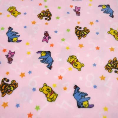 Stoff Microfleece Wellnessfleece Fleece mit Disney Winnie Pooh Design rosa bunt Lizenzstoff Kinderstoff