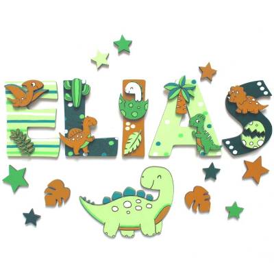 Holzbuchstaben Dinosaurier, Türschild Dinosaurier, Namensschild Kinderzimmertür, Holzbuchstaben Kinderzimmertür