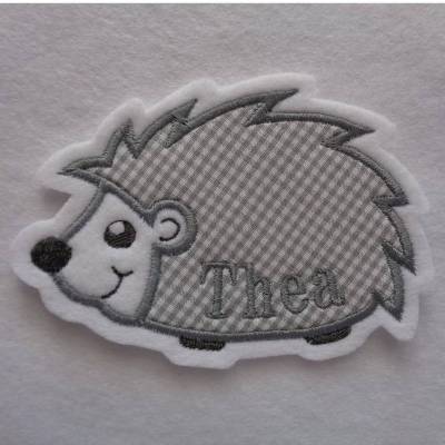 Applikation / Aufnäher Niedlicher Igel mit Wunschnamen