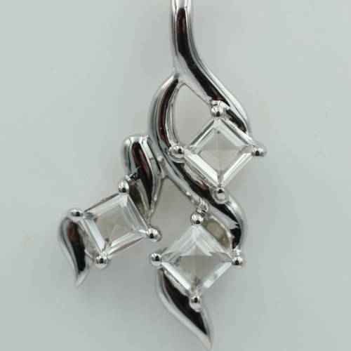 Edler 1,2 Carat Weißtopas Anhänger 925 Silber Collier Kette Topasanhänger Top