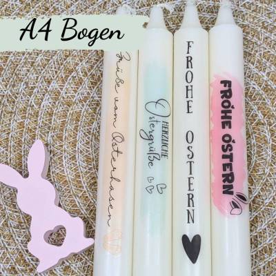 Kerzentattoos Ostern Kerzensticker Geschenk Osterhase PDF Vorlage für Stabkerzen Wasserschiebefolie Osterkerzen zum ausd