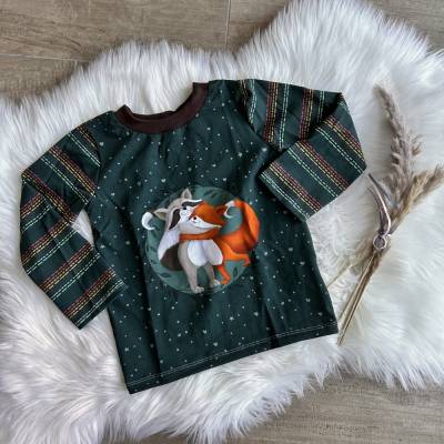 Pullover Gr 104 - Fuchs & Waschbär - dunkelgrün