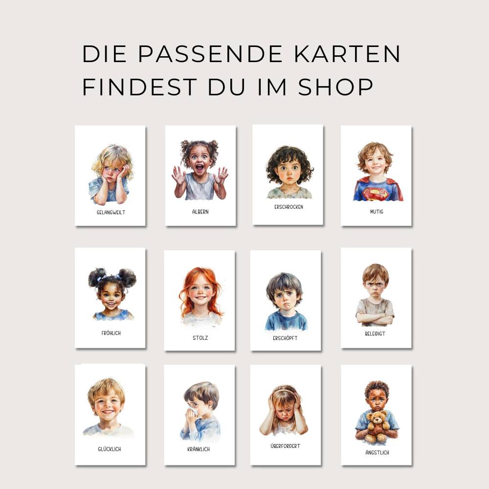Gefühlsrad für Kinder, Montessori Gefühlsuhr im Aquarell design, Gefühle lernen, Emotionsrad Bild 5