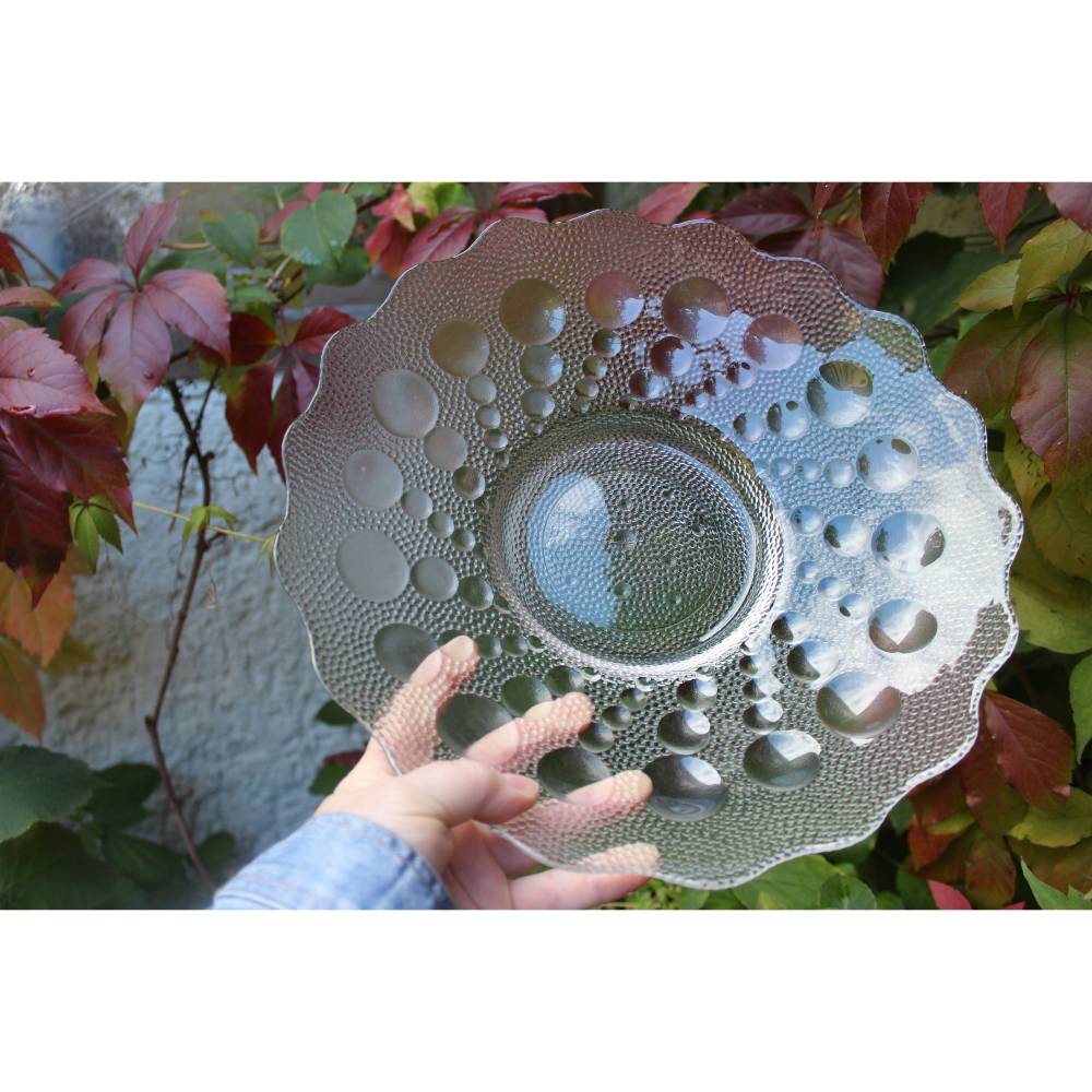 Obstschale Dekoschale Kerzenschale Bubbles Dekor Glas Vintage