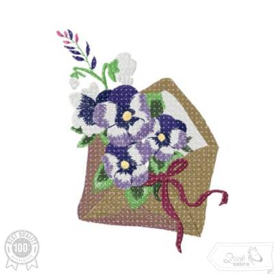 Blumenbrief Stickdatei – Romantisches Umschlag-Motiv mit Blüten