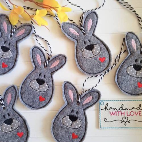 Osterdeko Hase Filz Anhänger gestickt Osterhase Ostern Geschenk Frühlingsdeko Landhausstil