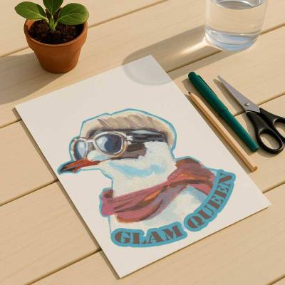 Clipart mit Spruch, Stylische Möwe, sofortiger Download