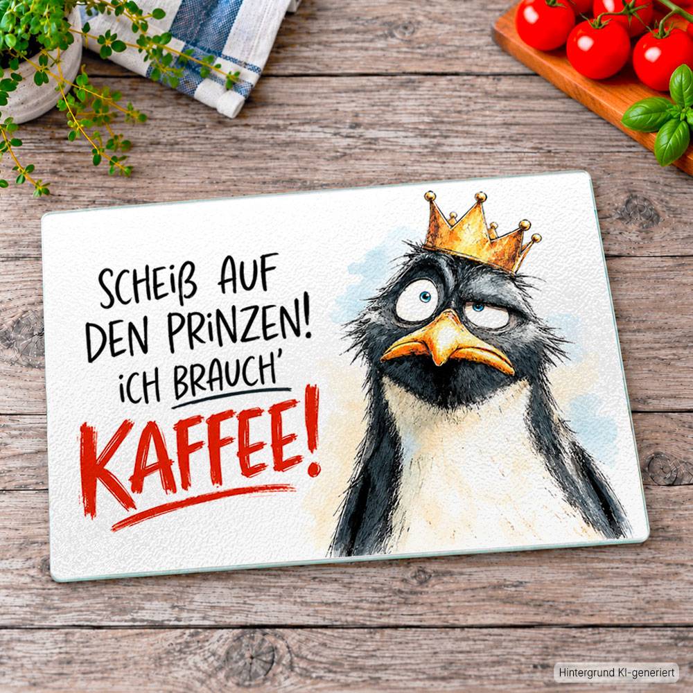 Witziges Glasschneidebrett 'Ich brauch Kaffee!'