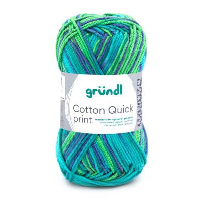 62,00 € / 1 kg Gründl ’Cotton Quick print’ leicht glänzende Baumwolle Wolle Garn Farbe: 237 / grün multicolor