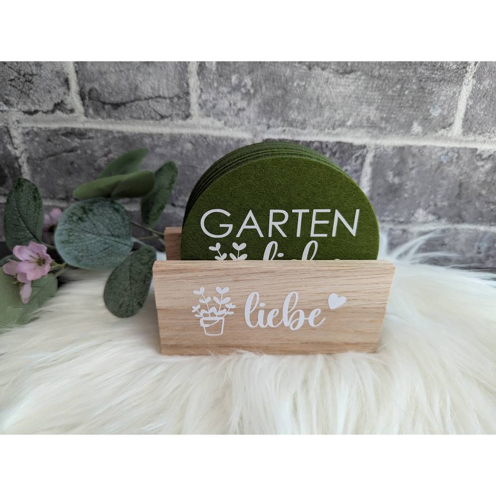 Untersetzer-Set aus Filz inkl. Aufbewahrungsbox - Gartenmotive