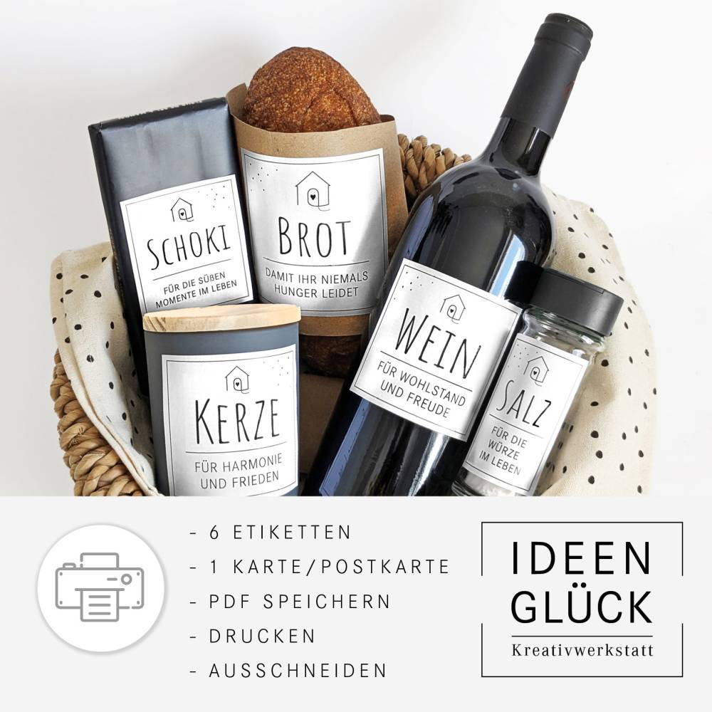 Einzugsgeschenk II | Geschenkkorb | Einweihung | Richtfest | Umzug | Salz Brot Wein | Karte | Ausdruck Bild 2