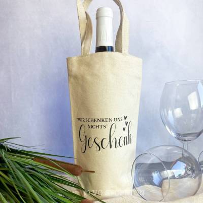 Flaschentasche Baumwolle – nachhaltige Geschenkverpackung für Wein & Sekt | wiederverwendbar, Geburtstag