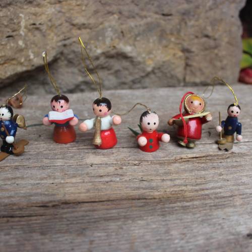 6 tlg. Holzanhänger Set Erzgebirge  Christbaumschmuck 70er 80er Jahre DDR