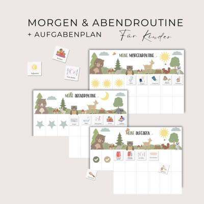 Tagesplan für Kinder, Morgen- Abendroutine für Kinder, Routineplan, Kleinkinder Routine Set, zum Ausdrucken