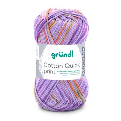 62,00 € / 1 kg Gründl ’Cotton Quick print’ leicht glänzende Baumwolle Wolle Garn Farbe: 192 /lila-grün-orange multicolor