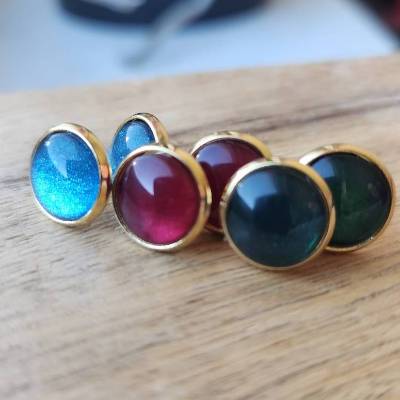 Ohrringe 18 Karat Gold klein – viele Farben – Geschenk zur Kommunion, Konfirmation, Firmung