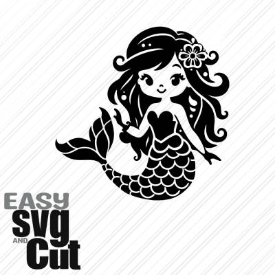 Meerjungfrau No. 13 SVG Vektorgrafik Plotter und Laserdatei Basteln DIY