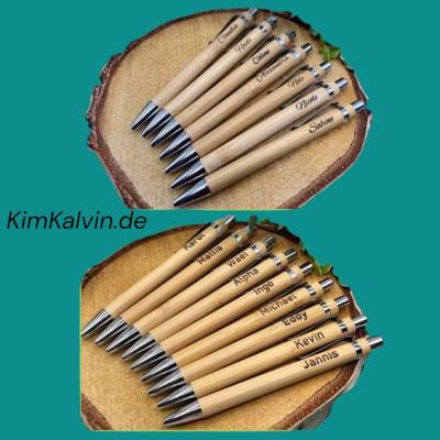 Kugelschreiber aus Bambusholz / gelasert mit Namen / individuell / Muttertag / Geschenk / Mitbringsel / Personalisiert