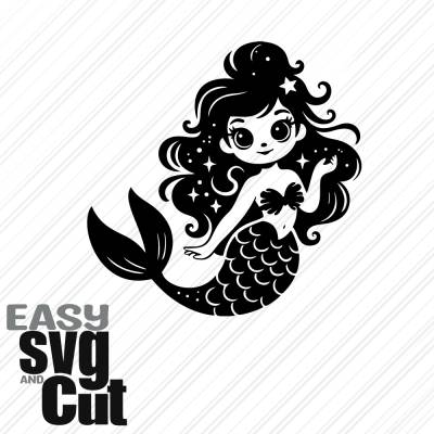 Meerjungfrau No. 14 SVG Vektorgrafik Plotter und Laserdatei Basteln DIY