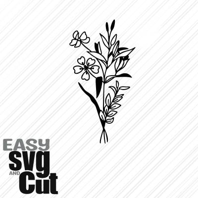 Blumenstrauß Line Art No. 1 SVG Vektorgrafik Plotter und Laserdatei Basteln DIY