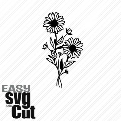 Blumenstrauß Line Art No. 2 SVG Vektorgrafik Plotter und Laserdatei Basteln DIY