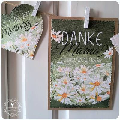 Danke Mama Geschenk Karten & Etiketten | Bilder Girlande | Personalisiert | Zeit statt Zeug