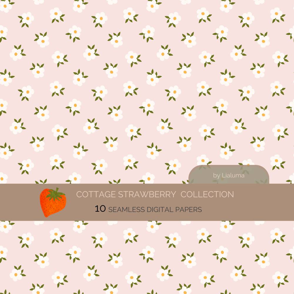 Cozy Cottage Strawberrys: 10 hand drawn Seamless Patterns for Scrapbooking and Sublimation, Paper Crafts Bild 10