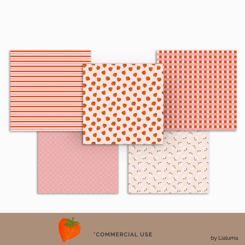 Cozy Cottage Strawberrys: 10 hand drawn Seamless Patterns for Scrapbooking and Sublimation, Paper Crafts Bild 4
