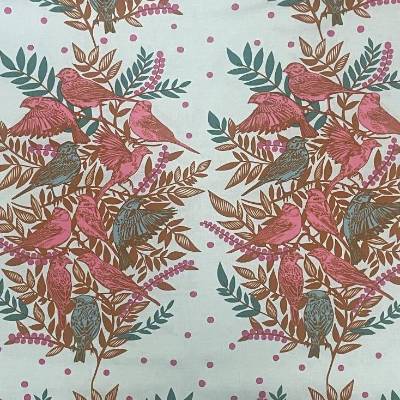 Anna Maria Horner for Free Spirit, Visitation Parry Stoff Bright Eyes in zartem aqua, pink, petrol und braun