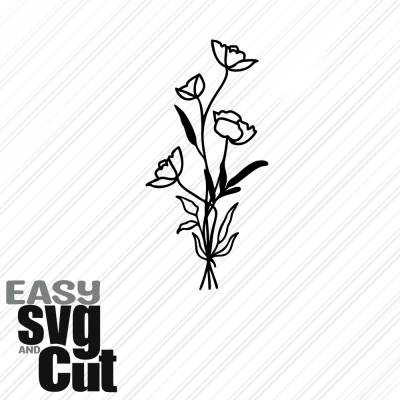 Blumenstrauß Line Art No. 3 SVG Vektorgrafik Plotter und Laserdatei Basteln DIY