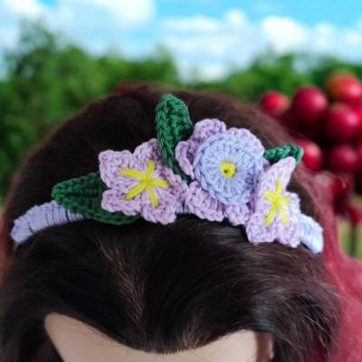 Verschiedene Haarreifen mit gehäkelten Blumen ,Handarbeit 