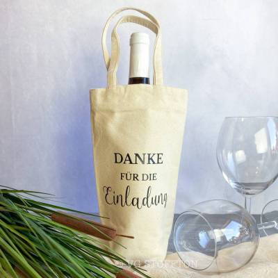 Flaschentasche Baumwolle – nachhaltige Geschenkverpackung für Wein & Sekt | wiederverwendbar, Geburtstag