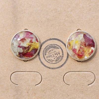 Ohrringe mit echten RosenBlättern – Handgefertigter Naturschmuck aus Harz | Einzigartig.