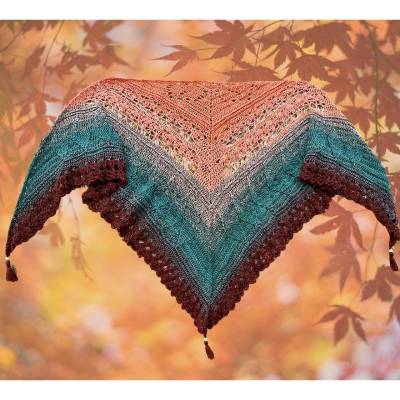 Häkelanleitung Dreieckstuch Blätterrauschen – Herbstliches Tuch mit Blattmuster häkeln